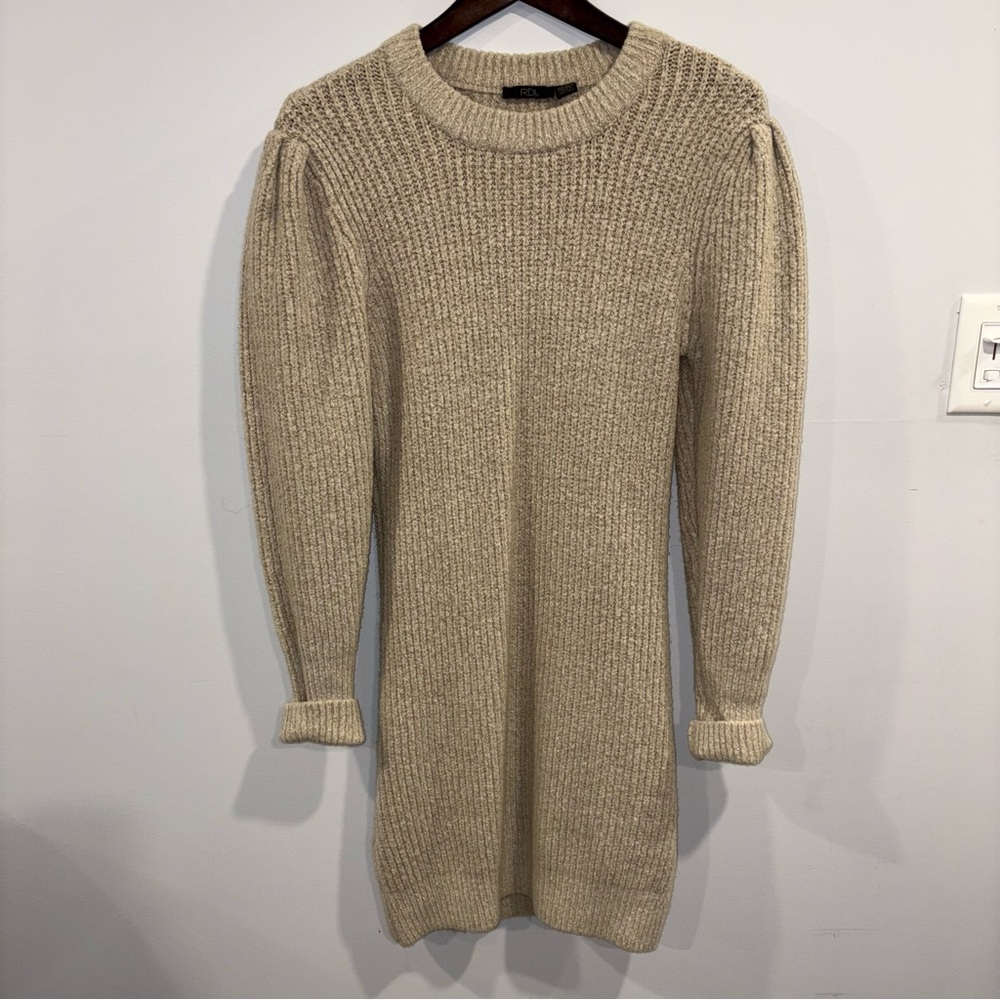 Beige Knit Sweater Dress